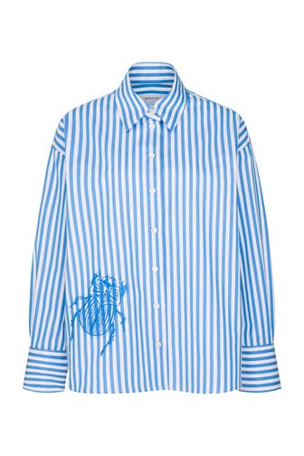 SEIDENSTICKER Business-Bluse Streifen Mittelblau