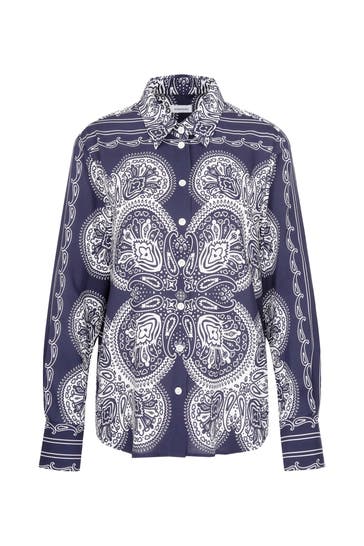 SEIDENSTICKER Business-Bluse Tuchprint Dunkelblau