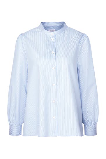 SEIDENSTICKER Business-Bluse Streifen Mittelblau