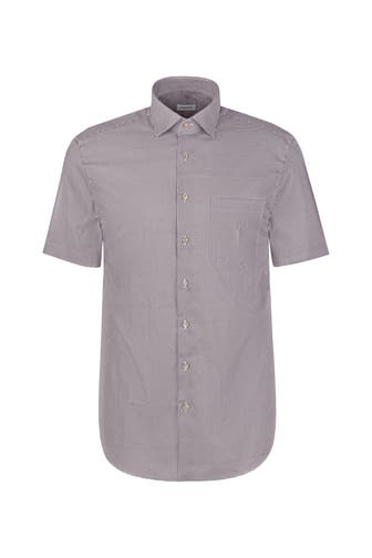 SEIDENSTICKER Kurzarmhemd Druck Beige Regular Fit