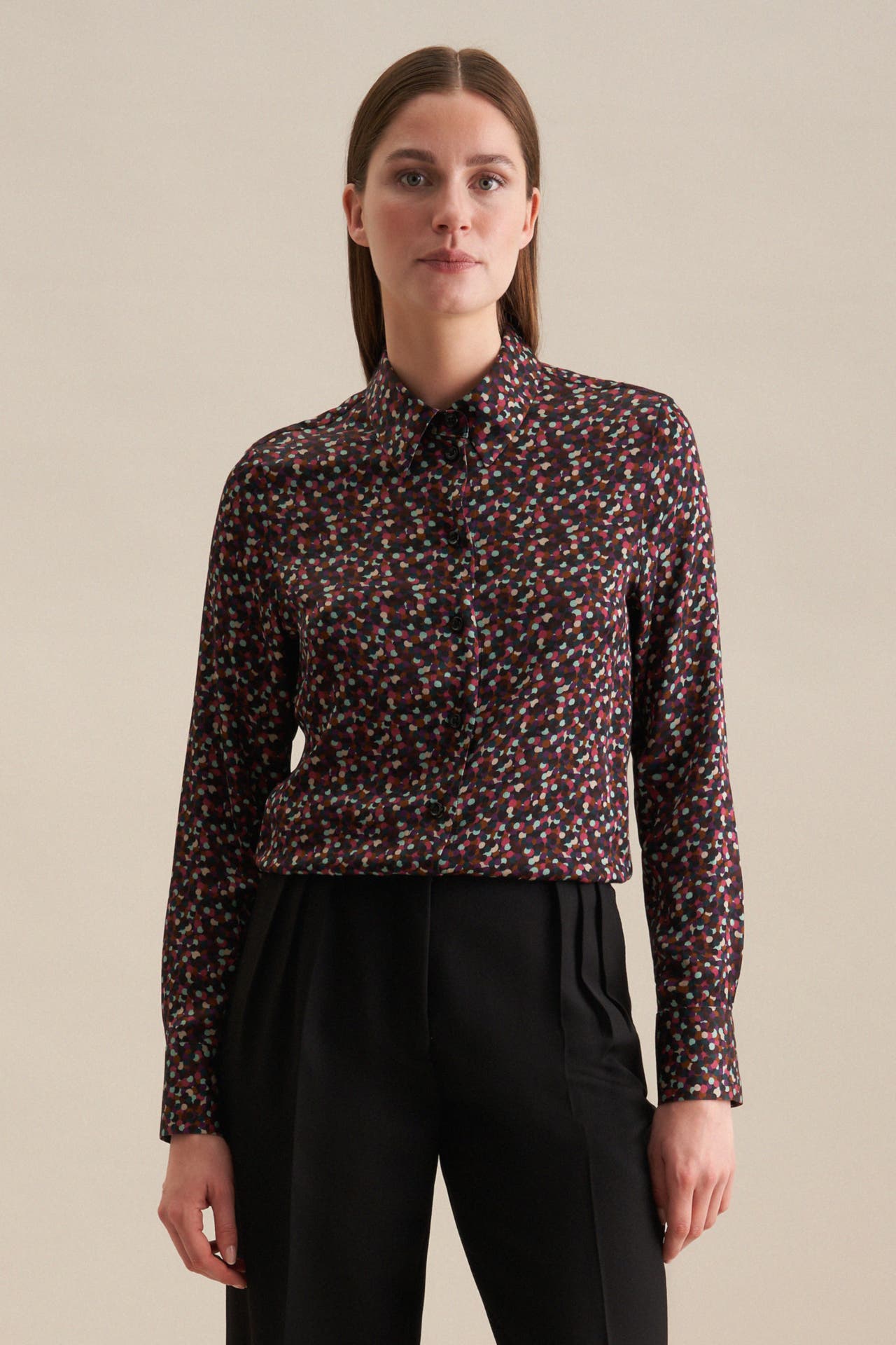 SEIDENSTICKER Business-Bluse Druck Schwarz, Bild 1