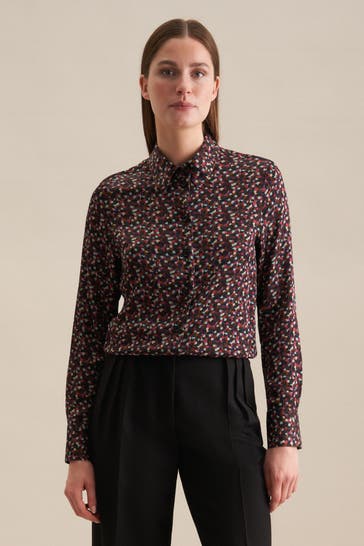 SEIDENSTICKER Business-Bluse Druck Schwarz