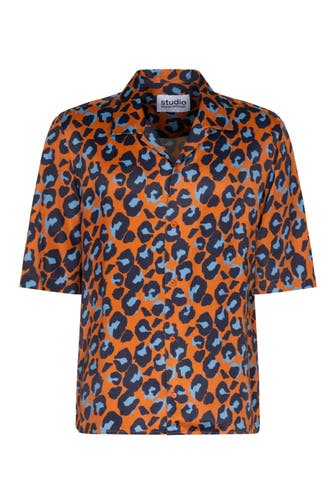 SEIDENSTICKER Kurzarmhemd Druck Orange Regular Fit