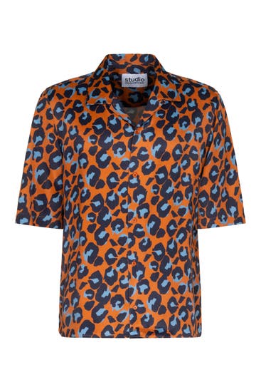 SEIDENSTICKER - Kurzarmhemd Druck Orange Regular Fit