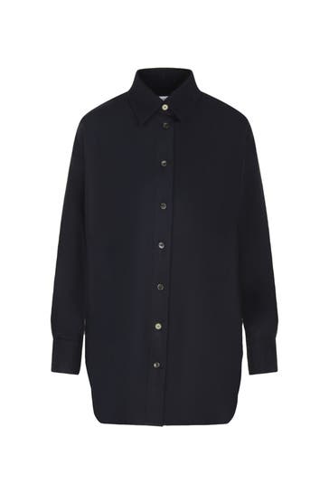 SEIDENSTICKER Business-Bluse Uni Melange Dunkelblau