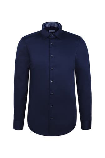 SEIDENSTICKER Business-Hemd Uni Dunkelblau Slim Fit