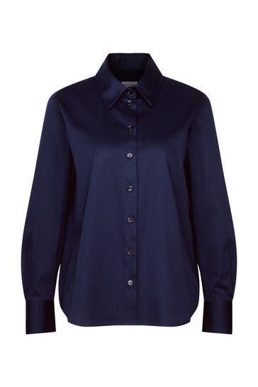 SEIDENSTICKER Business-Bluse Uni Dunkelblau