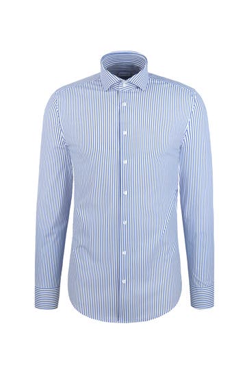 SEIDENSTICKER Business-Hemd Druck Mittelblau Extra Slim Fit
