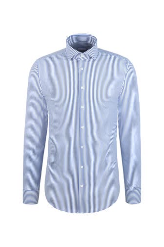 SEIDENSTICKER Business-Hemd Druck Mittelblau Extra Slim Fit