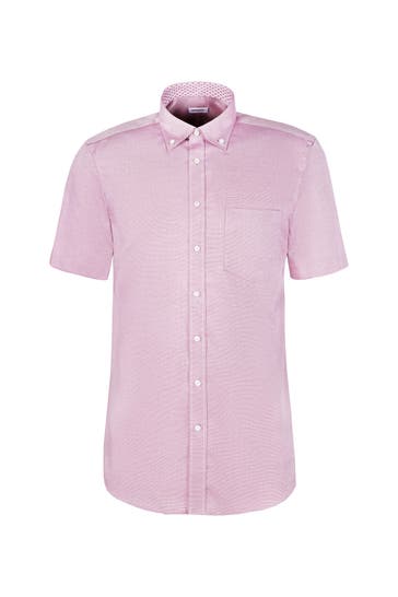 SEIDENSTICKER Kurzarmhemd Struktur Rosa Regular Fit