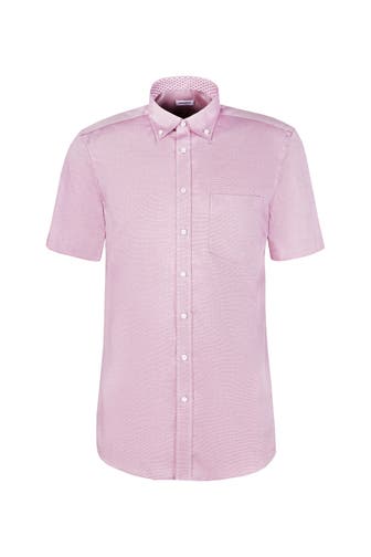 SEIDENSTICKER Kurzarmhemd Struktur Rosa Regular Fit