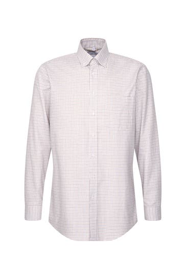 SEIDENSTICKER Business-Hemd Karo Beige Regular Fit