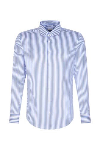 SEIDENSTICKER Business-Hemd Gestreift Mittelblau Slim Fit