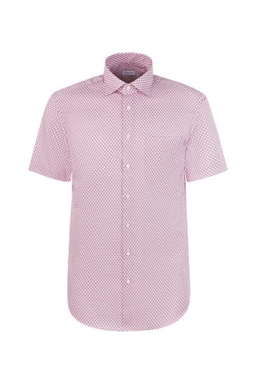 SEIDENSTICKER Kurzarmhemd Druck Rosa Regular Fit