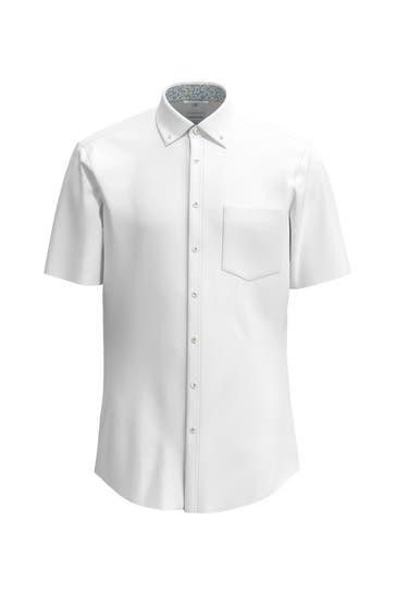 SEIDENSTICKER Kurzarmhemd Struktur Weiß Regular Fit