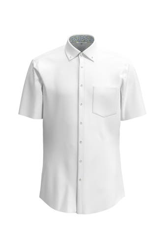 SEIDENSTICKER Kurzarmhemd Struktur Weiß Regular Fit