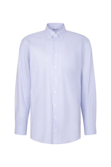 SEIDENSTICKER Business-Hemd Druck Mittelblau Loose Fit