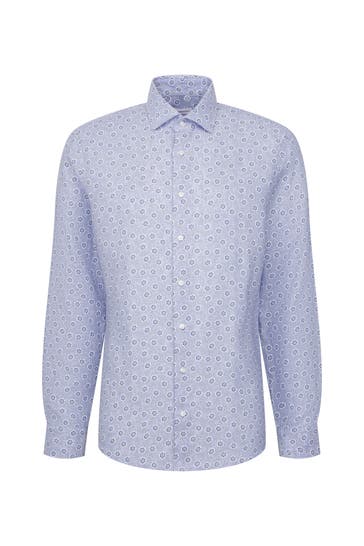 SEIDENSTICKER Business-Hemd Druck Mittelblau Regular Fit
