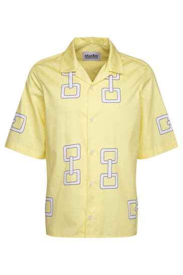 SEIDENSTICKER Kurzarmhemd Druck Gelb Regular Fit