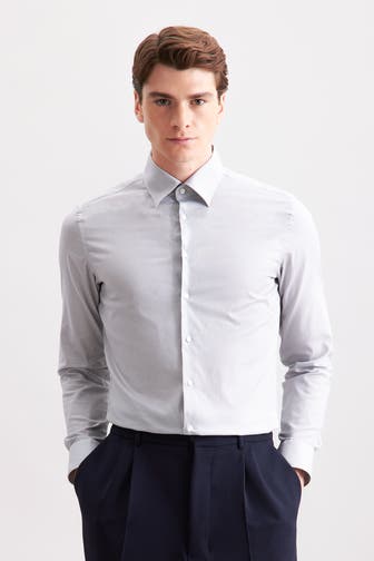 SEIDENSTICKER Business-Hemd Druck Grau Slim Fit