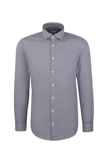 SEIDENSTICKER Business-Hemd Karo Dunkelblau Slim Fit