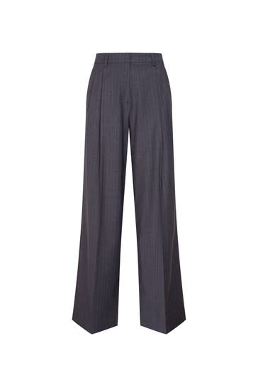 SEIDENSTICKER Business-Hose Gestreift Grau Straight