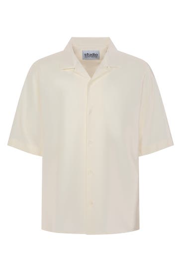 SEIDENSTICKER Kurzarmhemd Uni Ecru Regular Fit