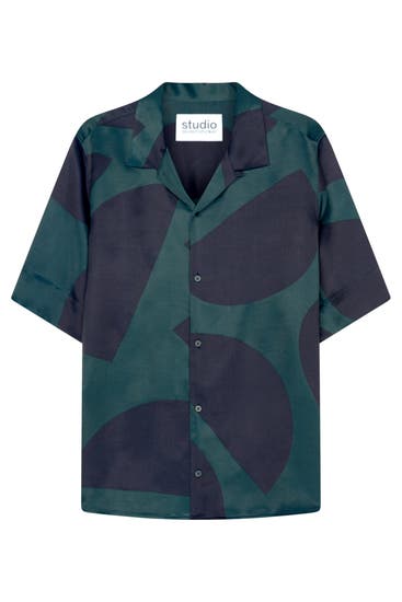 SEIDENSTICKER - Kurzarmhemd Druck Grün Regular Fit
