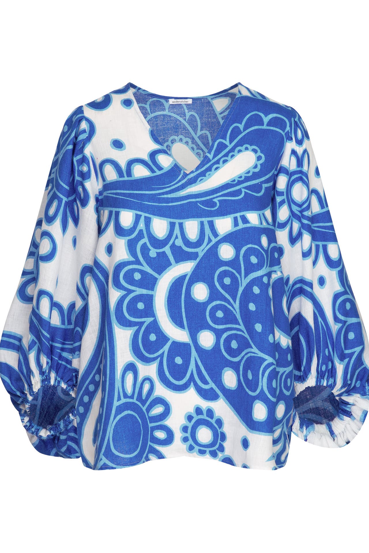 SEIDENSTICKER Business-Bluse Paisley Mittelblau, Bild 1