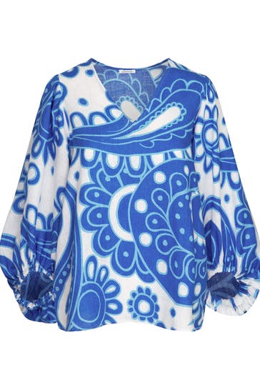 SEIDENSTICKER Business-Bluse Paisley Mittelblau