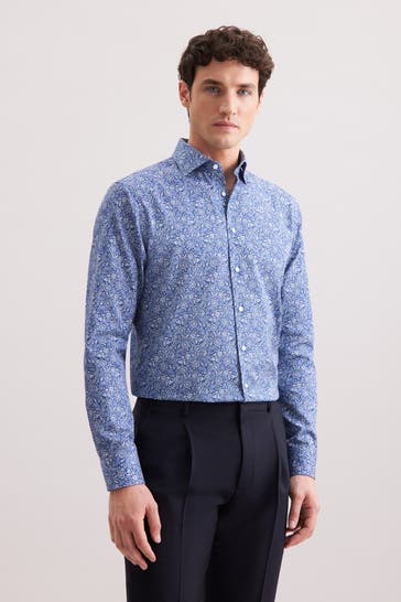 SEIDENSTICKER Business-Hemd Paisley Dunkelblau Regular Fit