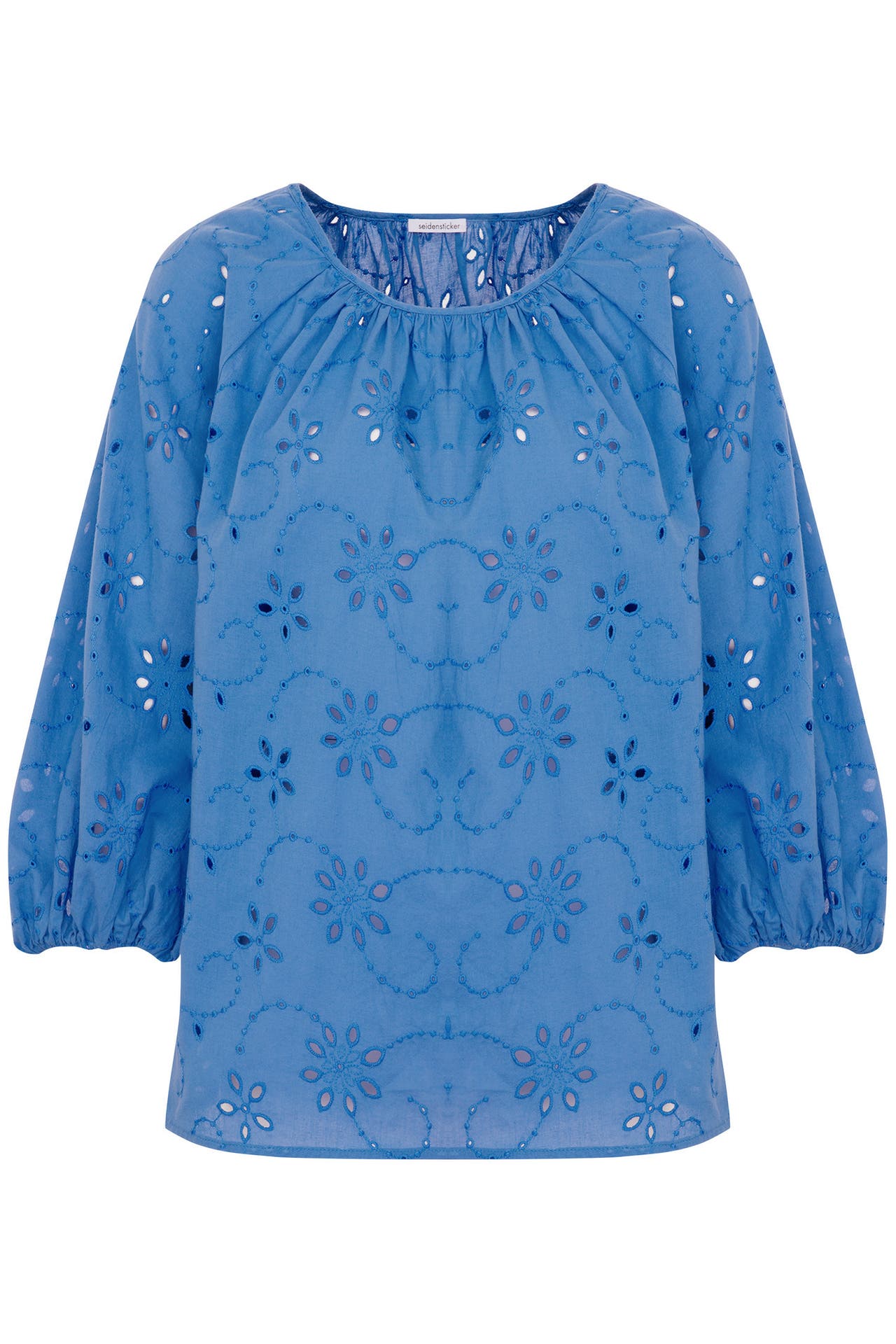 SEIDENSTICKER Business-Bluse Stickerei Mittelblau, Bild 1