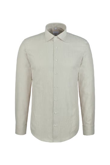 SEIDENSTICKER Business-Hemd Fischgrat Beige Slim Fit