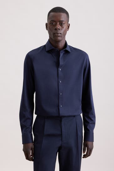 SEIDENSTICKER Business-Hemd Uni Dunkelblau Slim Fit