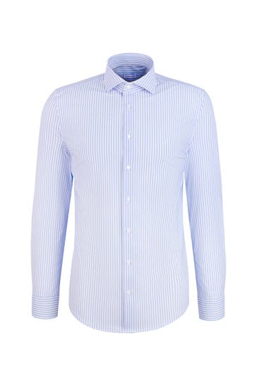SEIDENSTICKER Business-Hemd Druck Mittelblau Slim Fit