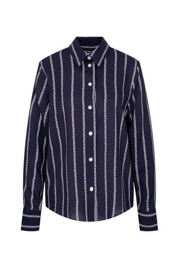 SEIDENSTICKER Business-Bluse Kettenprint Dunkelblau