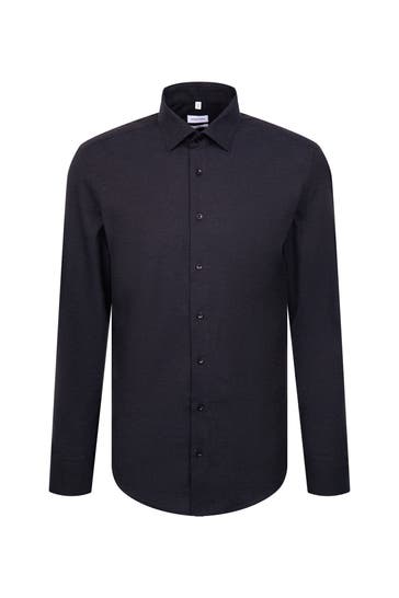 SEIDENSTICKER Business-Hemd Uni Dunkelblau Slim Fit