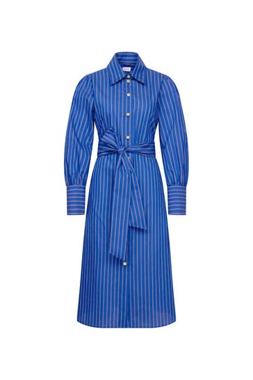 SEIDENSTICKER Casual-Kleid Gestreift Mittelblau