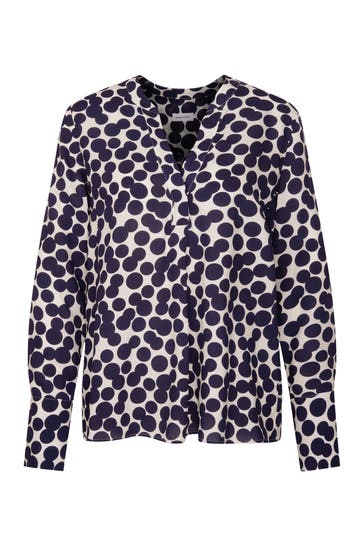 SEIDENSTICKER Business-Bluse Punkte Dunkelblau