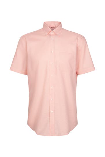 SEIDENSTICKER Kurzarmhemd Struktur Orange Regular Fit