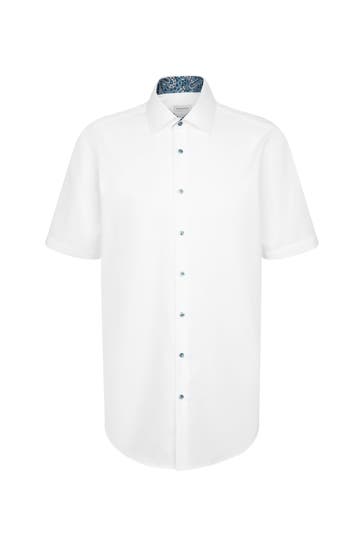 SEIDENSTICKER Kurzarmhemd Uni Weiß Regular Fit