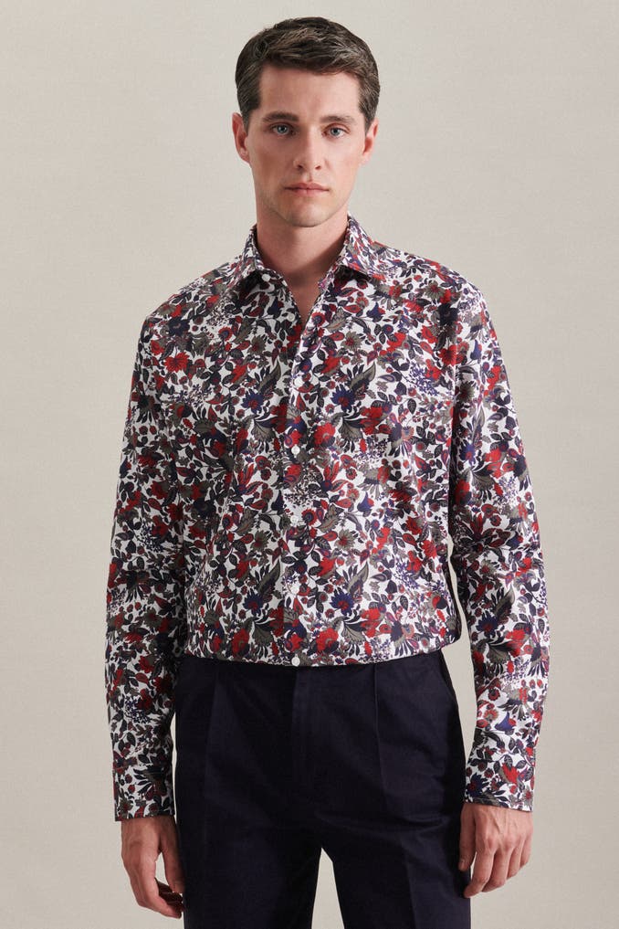 Mango Man gestreept regular fit strijkvrij overhemd blauw | wehkamp