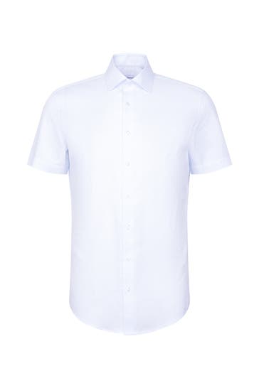 SEIDENSTICKER Kurzarmhemd Druck Hellblau Slim Fit