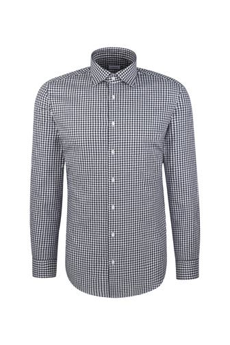 SEIDENSTICKER Business-Hemd Karo Dunkelblau Slim Fit