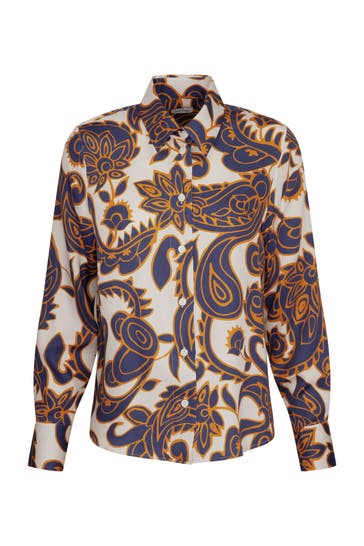 SEIDENSTICKER Business-Bluse Paisley Mittelblau