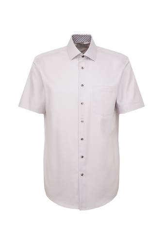 SEIDENSTICKER Kurzarmhemd Uni Grau Regular Fit