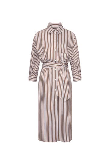 SEIDENSTICKER Casual-Kleid Gestreift Braun