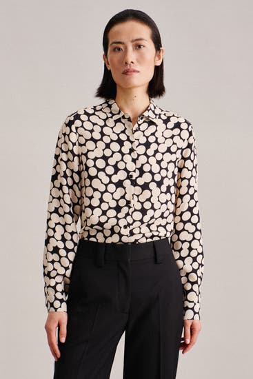SEIDENSTICKER - Business-Bluse Druck Schwarz