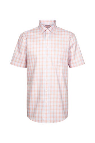 SEIDENSTICKER Kurzarmhemd Karo Orange Regular Fit