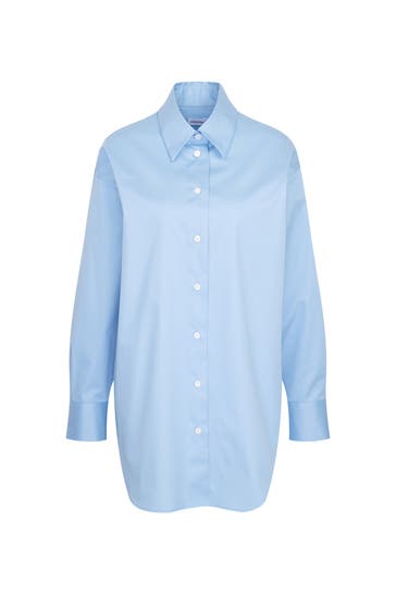 SEIDENSTICKER Business-Bluse Uni Mittelblau